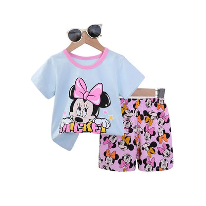 Kids Girls Summer Clothing Set Toddler Baby Pajamas Print 2-4 years  Short Sleeve T-Shirt And Shorts Children&