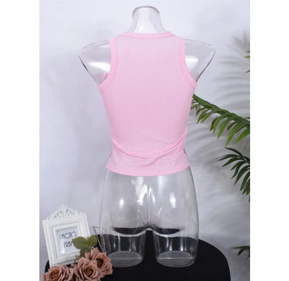 Tank Top for Women 2025 Summer New Pearl Leopard Print Small Sleeveless T-shirt Sexy Exposed Navel and Waist Color Blocked Vest