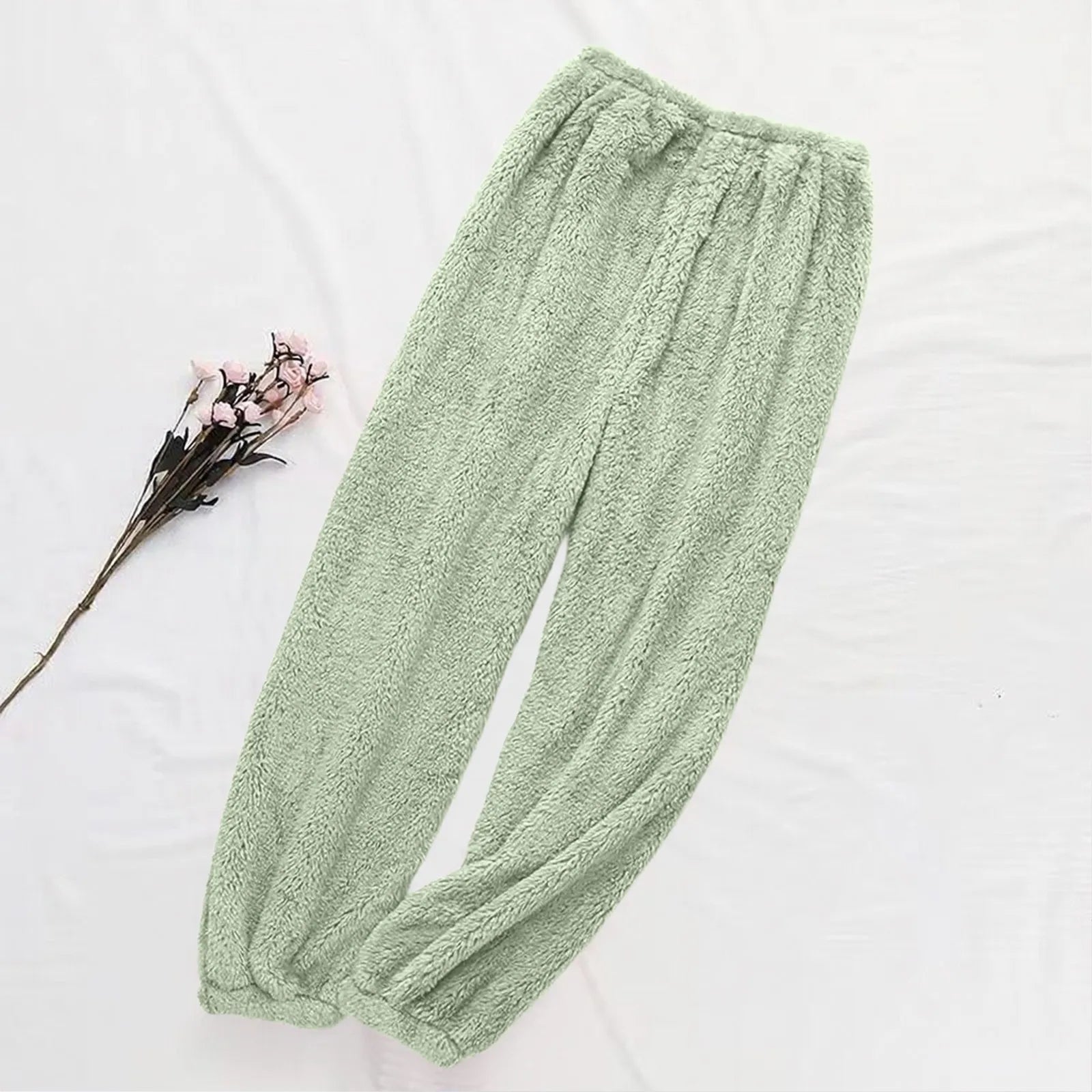 Pajamas Pants For Women Warm Winter Solid Color Sleepwear Pyjamas Plush Pants Women Nightwear Fashionable Home Wear