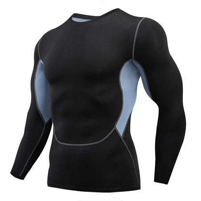 Gym Sports T-shirts for Men Long Sleeve Tights Boxing Sportswear Breathable Quick Dry Fitness Tops Male Outdoor Training Clothes