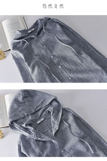 Long-sleeved Spring Summer New Solid Inen Shirt Trendy Men&