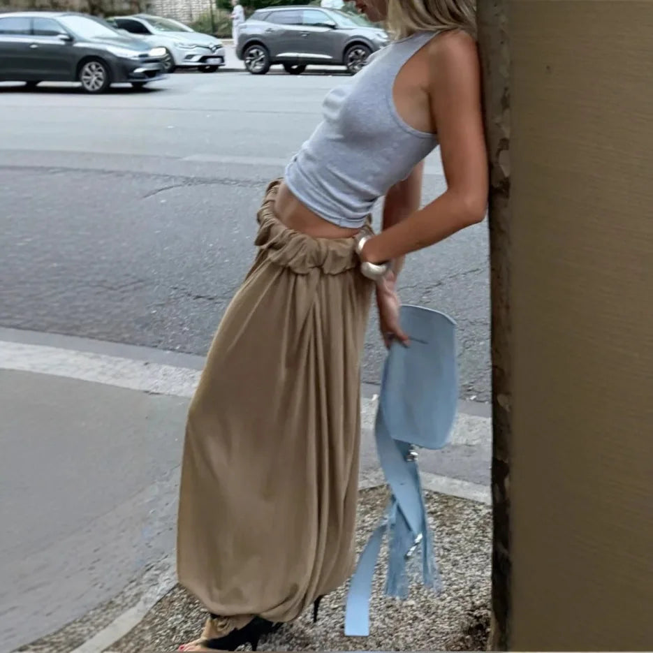 Women High Waist Wide Leg Linen Blend Casual Palazzo Pants