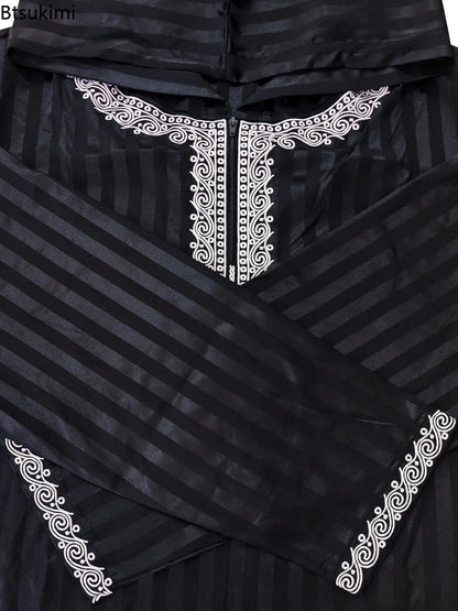2026 New Middle East Men Clothes Moroccan Robe Muslim Men Dress Luxury Embroidered Hooded Abaya Islamic Kaftan Saudi Arabic Gown