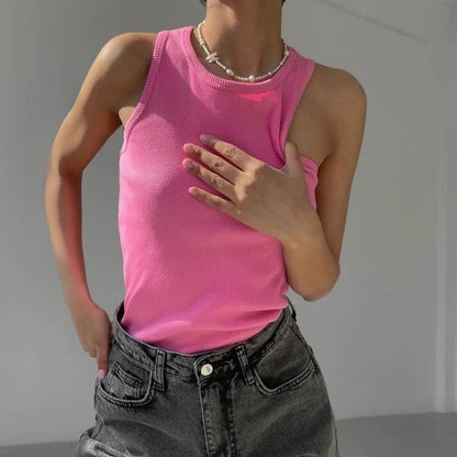 Tank Tops Women Yellow Casual Vest Sleeveless Camis Shoulder Women&