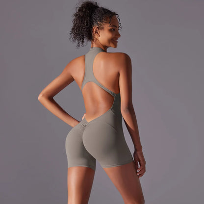 Short Sportswear Yoga Set Gym Jumpsuits Fitness Suits Summer Zipper Gym Tracksuit Women Running Gym Clothing Sports Overalls