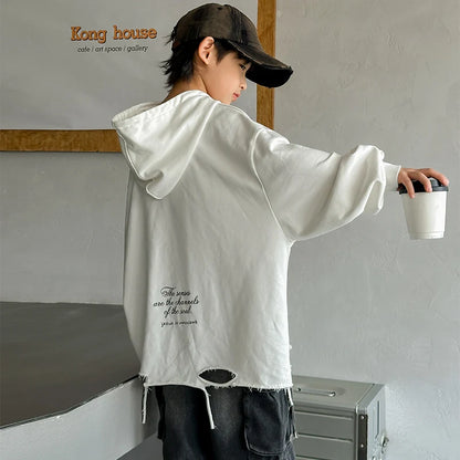 Hoodie Kids Boys 2024 Autumn Teenager Clothes Kids Casual Cotton Hooded Sweatshirt Tops Costume 5 6 7 8 9 10 11 12 13 14 Years