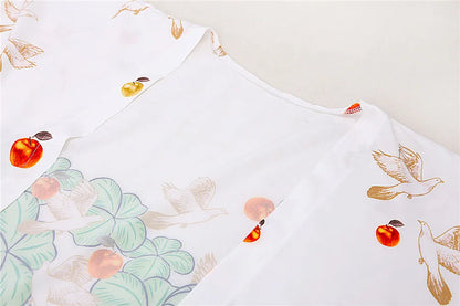 Bird Flower Print Kaftans for Woman Tunicas Femininas Beach Cover Up 2026 Summer Maxi Beach Wear Outfits Kaftan Dresses Womens