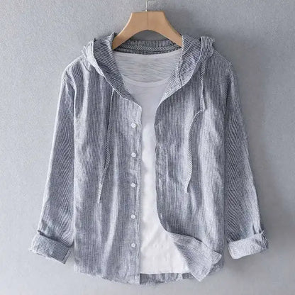 Long-sleeved Spring Summer New Solid Inen Shirt Trendy Men&
