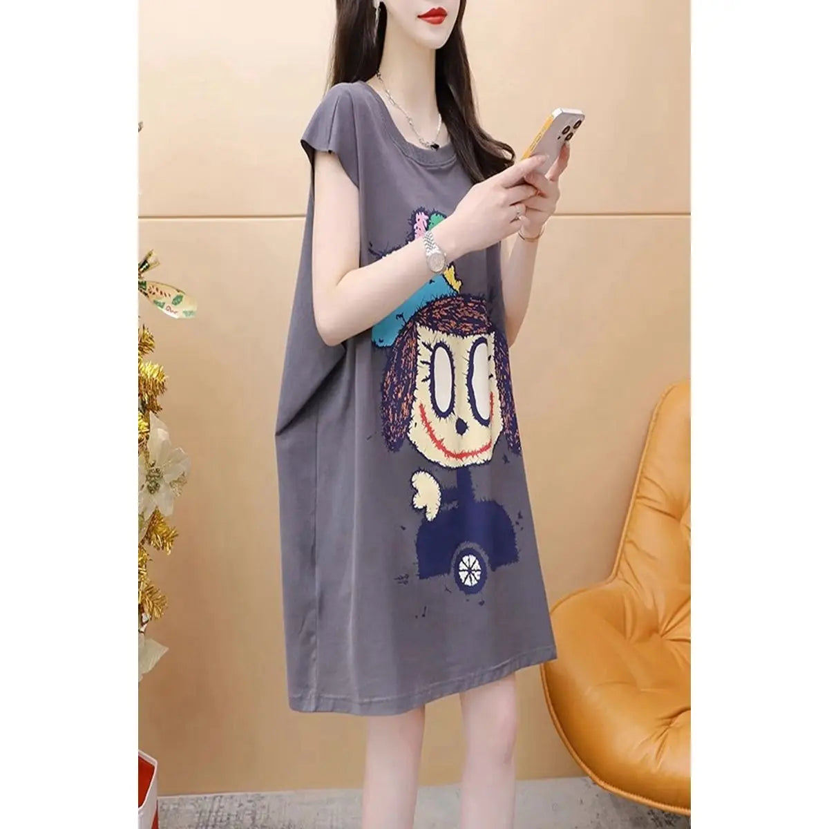 Sleeveless Vest T-shirt for Women New Summer Street Casual Solid Color Loose Print Simplicity Tops Tees Fashion Sweet Clothing