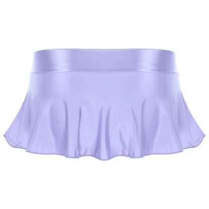 Sexy Womens Glossy Short Skirt Shiny Skater Dance Party Skirt  A-line Skirt 2023 Fashion Summer Women&