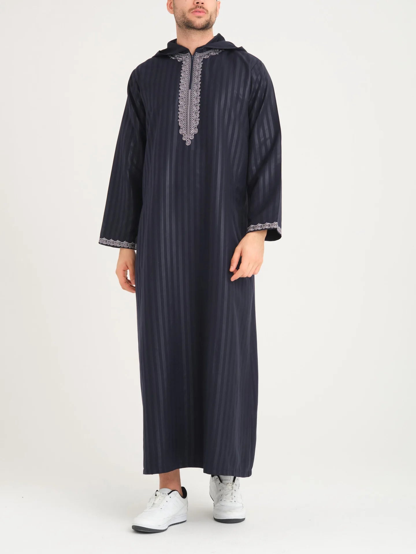 2026 New Middle East Men Clothes Moroccan Robe Muslim Men Dress Luxury Embroidered Hooded Abaya Islamic Kaftan Saudi Arabic Gown