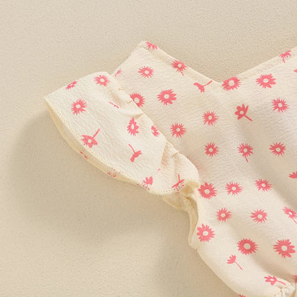 Toddler Kids Clothes Girls Summer Overalls Cotton Floral Print Backless Bowknot Rompers Jumpsuits  Baby Clothing