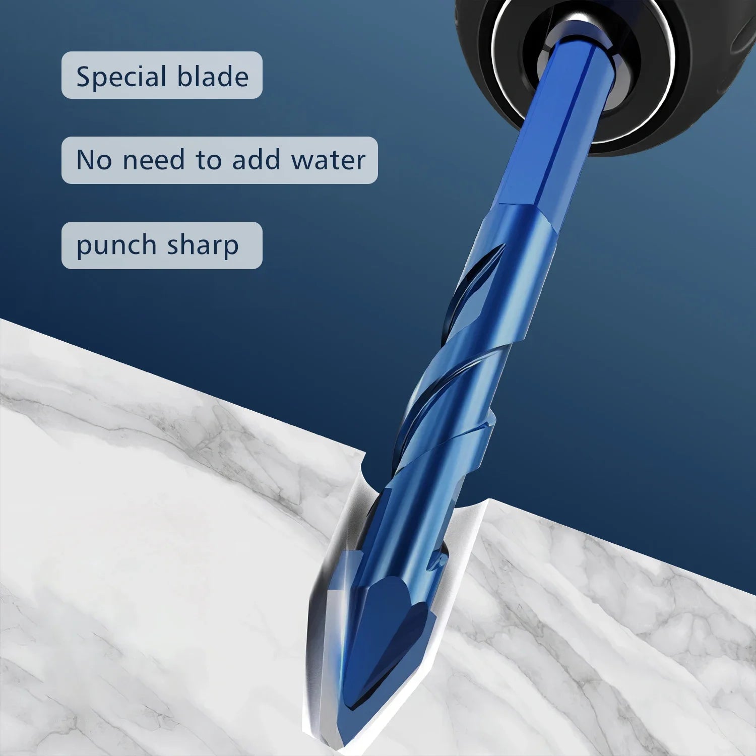 Masonry Concrete Spiral Drill Bit Eccentric for Glass Ceramic Tile Brick Plastic Wood Mason Hard Alloy Wall Hole Cutter Saw Blue