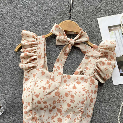 Crop Tops Camis Women Ruffles Sexy Elegant Simple Streetwear Vintage Summer Holiday Casual Young Aesthetic All-match Ulzzang New