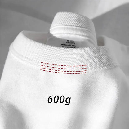 600g Cotton T-Shirts Men Short Sleeved Heavyweight Summer Round Neck Loose Breathable Shirt for Men Women Basic Tee