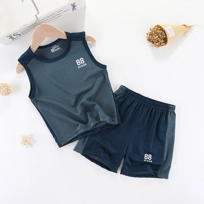 Kids Clothing Sets Summer Boys Girls Vest + Shorts 2pcs Children Sports Tracksuit Basketball Team Suit Clothing Set Outfits Tee