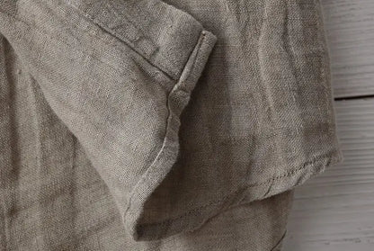 Linen Short Sleeved Shirt for Men, Trendy Japanese Retro Solid Color Summer Thin Casual Loose Cool Shirt Top