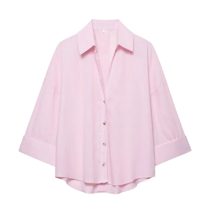 Spring Autumn Simple Linen Blend Long Sleeve Casual Shirt Summer Lapel Single Breasted Loose Chic Shirts Fashion Blouses Women