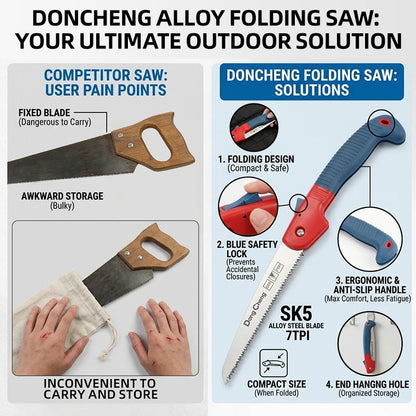 Folding Pruning Saw SK5 Alloy Steel Sharp Blade Portable Compact Garden Hand Tool for Tree Branch Wood Cutting Outdoor Camp