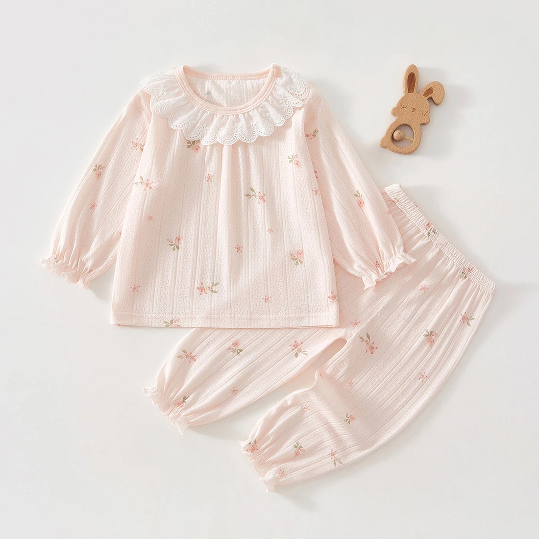 Baby Clothes Summer Outfit for Girls, Class A, 6-12 Months, Infant Air-Conditioned Clothing, Two-Piece Set, Summer Thin Fiber 80