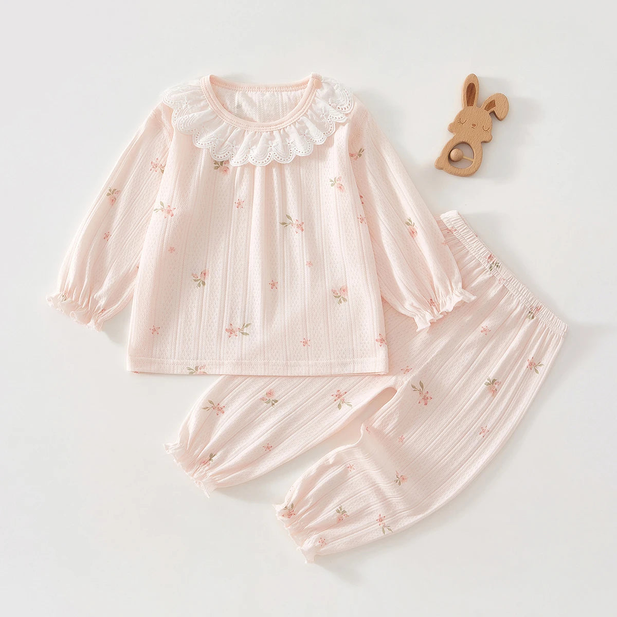 Baby Clothes Summer Outfit for Girls, Class A, 6-12 Months, Infant Air-Conditioned Clothing, Two-Piece Set, Summer Thin Fiber 80