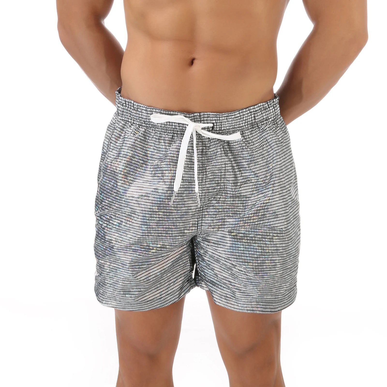 Casual Shorts Men Summer Shiny Quick-dry Beach Sports Short Pants Bottoms Man Beachwear Clothing Homewear With Pocket