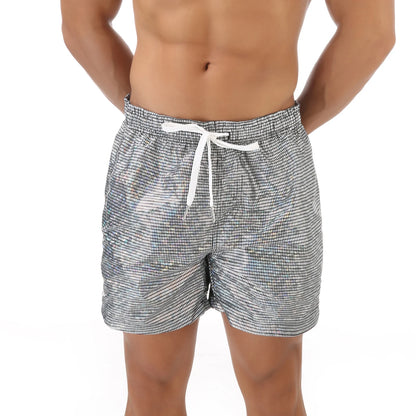 Casual Shorts Men Summer Shiny Quick-dry Beach Sports Short Pants Bottoms Man Beachwear Clothing Homewear With Pocket