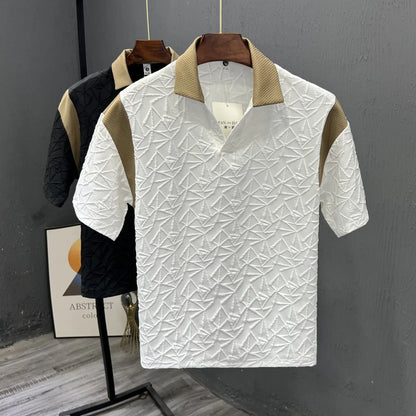 White Male Polo Shirts V Neck Black Aesthetic Vintage 5xl Basic Party Smooth Polyester Slim Fit Top Tee Mens with Collar T-shirt
