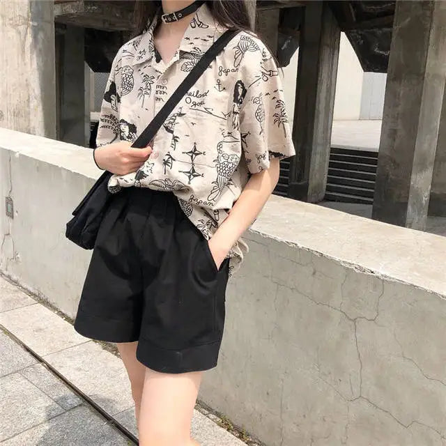 Shirts Women Linen Mandarin Collar Cropped Boxy Fit Tea Ceremony Zen Minimalist Blouse For Meditative Female Calm Daily Outfit