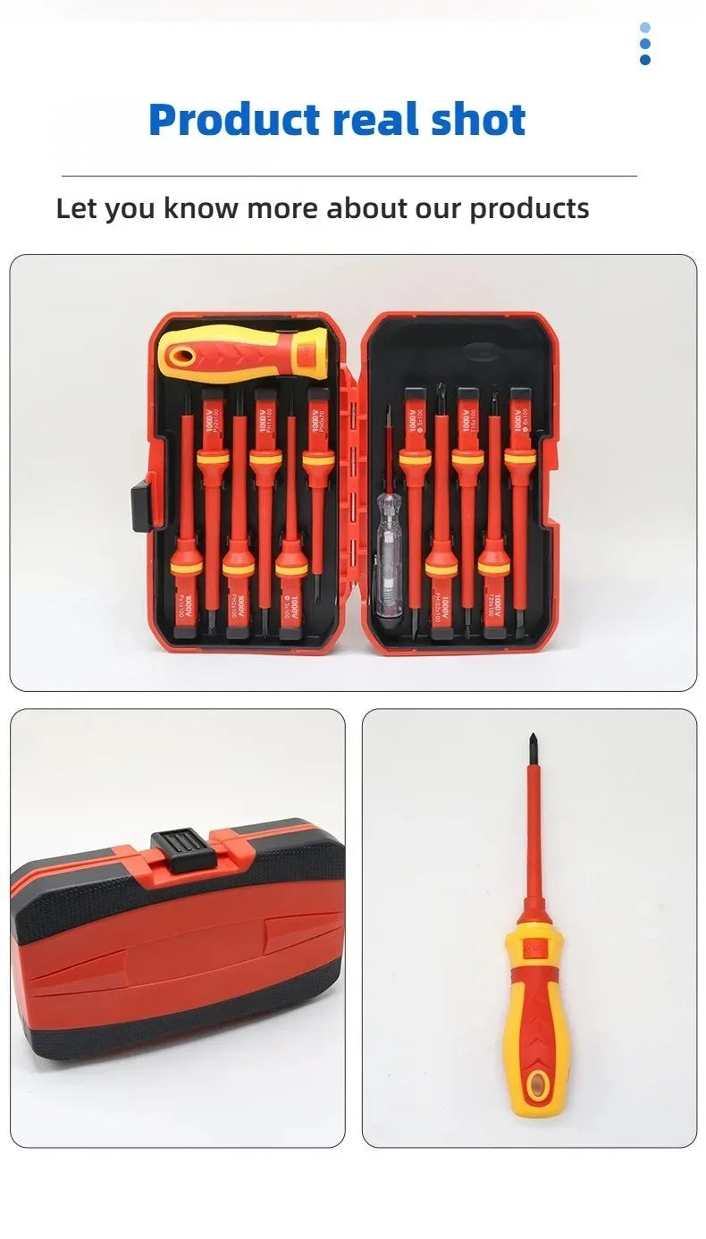 Electrician Tools Kit 13pcs Insulated Screwdriver Set Professional Changeable Repair Screw Drivers for Safety Multifunctional