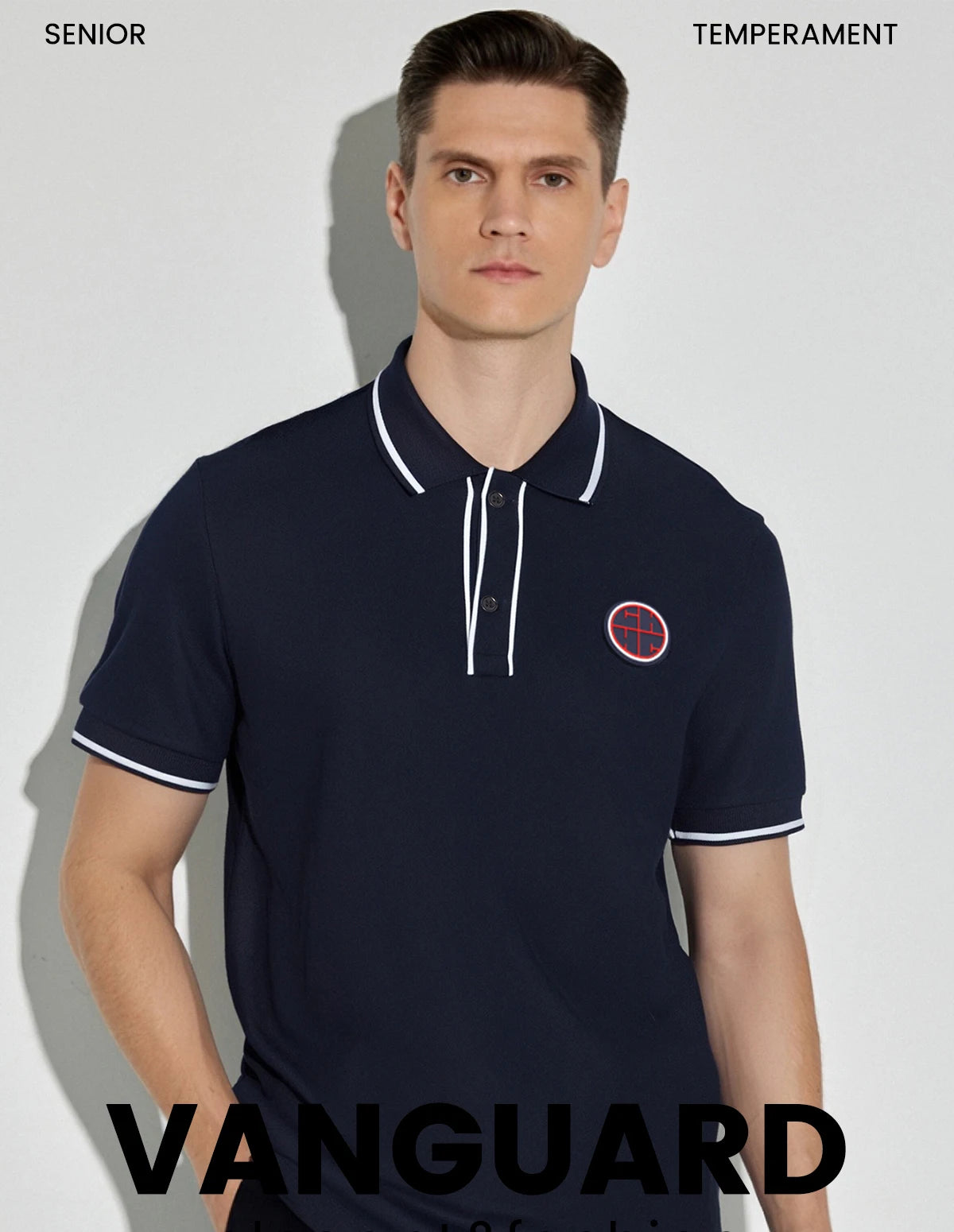 New Men Polo Shirts Short Sleeve Polo Collar Patchwork Solid Men&