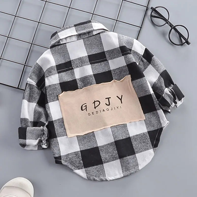 Kids Shirt Clothes Spring Thin Blouses Clothing Infant Boy Plaid Cotton Tops 1 2 3 4 Years Kids Long Sleeves Shirt