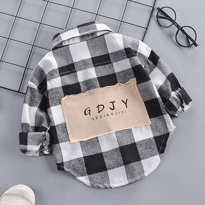 Kids Shirt Clothes Spring Thin Blouses Clothing Infant Boy Plaid Cotton Tops 1 2 3 4 Years Kids Long Sleeves Shirt