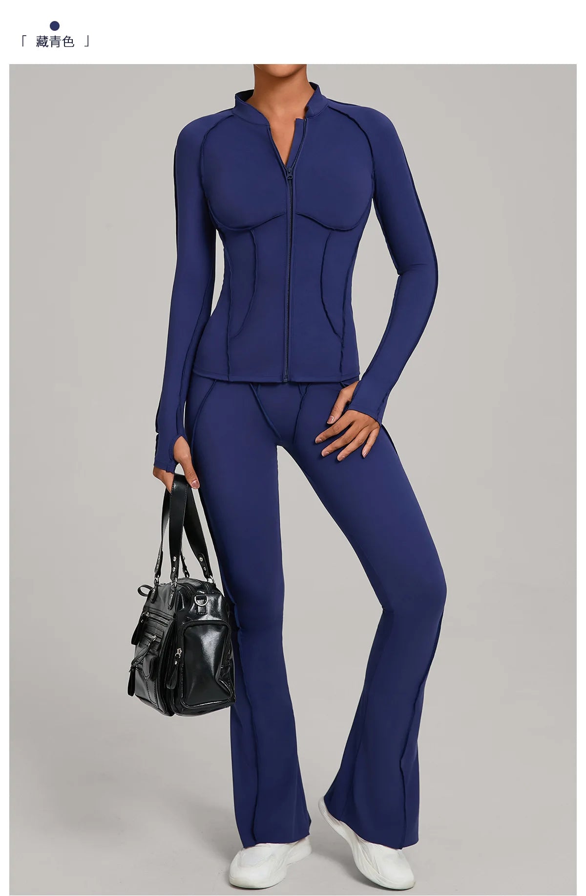 New Gym Yoga Outfit for Women Zipper Long Sleeve Fitness Suit Daily Casual Running Fitness Sportswear Two-Piece Sets Coat+Pants