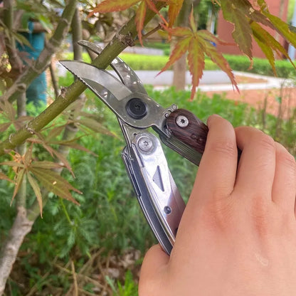 6 in 1 Gardening Heavy Duty Tools for Fresh Branches Scissors Hand Pruning Shears with Saw,Bark Shovel and Safety Lock