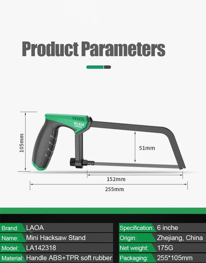 LAOA  Hacksaw 6/12 inch Frame Small Hacksaw Household Small Handheld Woodworking Hand Saw Cutting