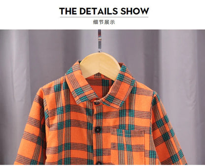 Kids Shirt Clothes Spring Thin Blouses Clothing Infant Boy Plaid Cotton Tops 1 2 3 4 Years Kids Long Sleeves Shirt