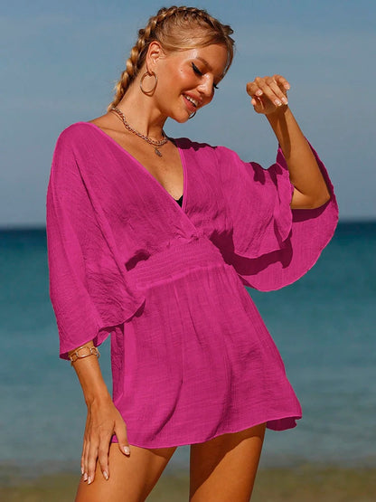 Sexy Swimwear V Neck Bathing Suit Women Backless Beach Cover Up Sarong Tunic Beach Wear Vacation Swimwear Beach Wear Beachwear