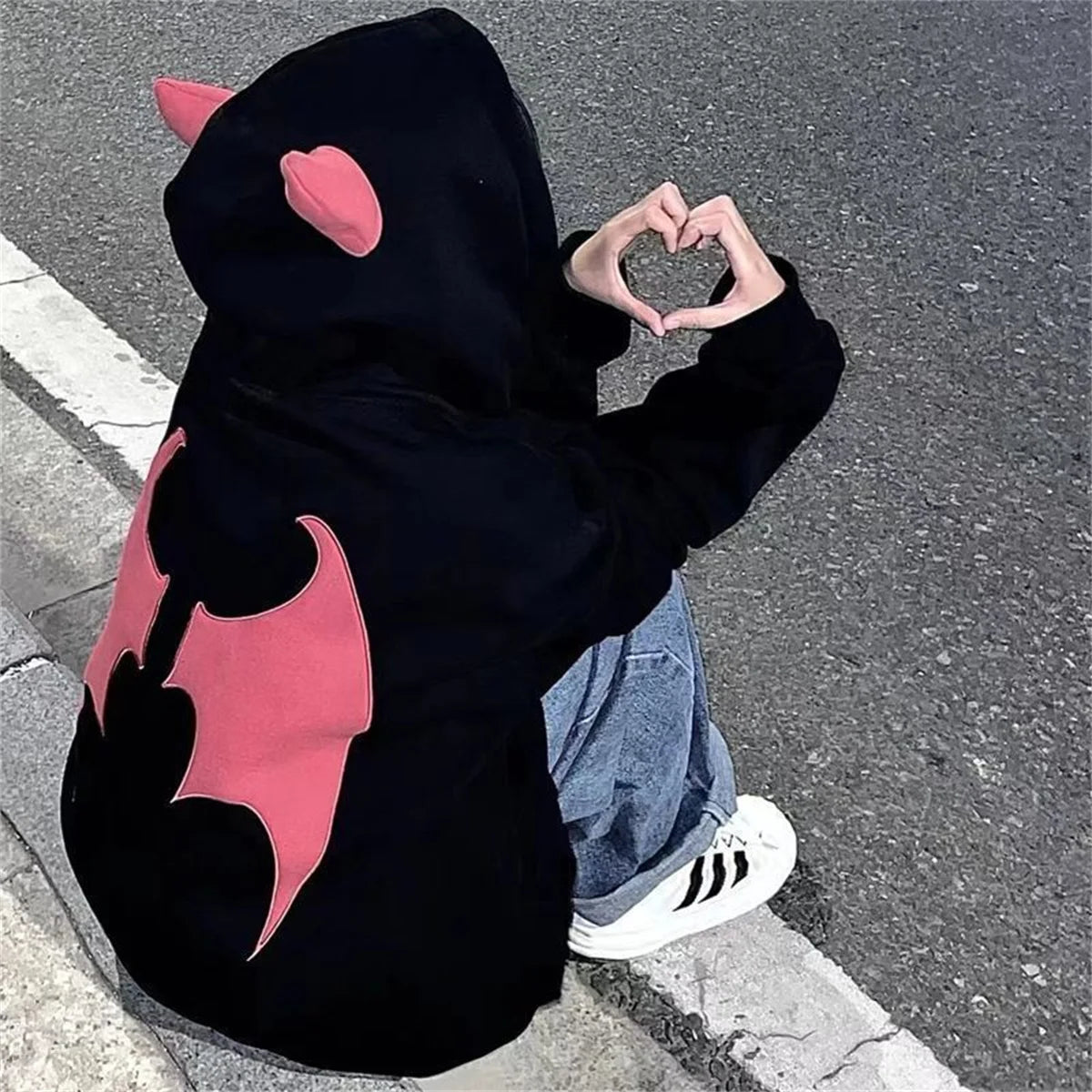 Hoodies Devil Women Men Dark Style Vintage Harajuku Hoody Zip Up Sweatshirt Hip Hop Streetwear Y2k Aesthetic Grunge Cardigan