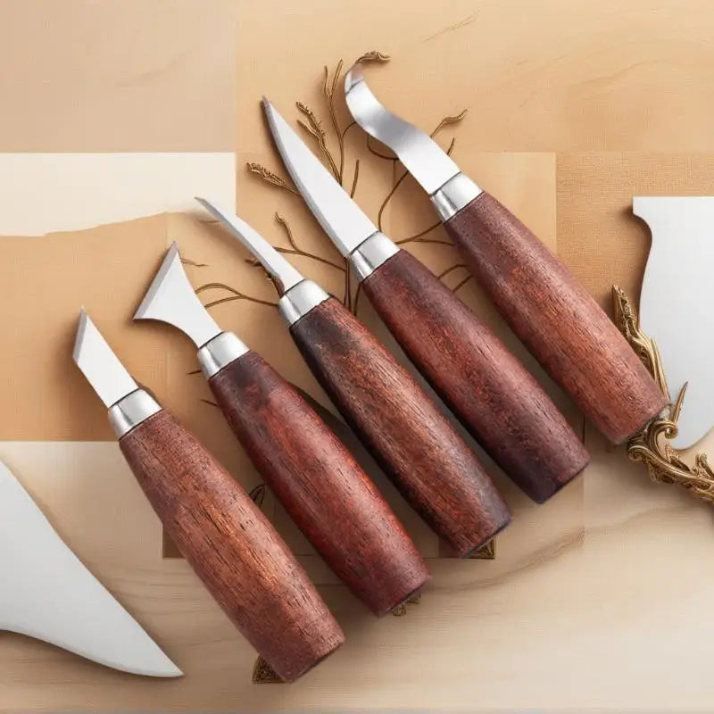 [E] 5pcs Tools For Wood Carving Chisel Woodworking Cutter Hand Tool Set Wood Carving Knife DIY Peeling Woodcarving