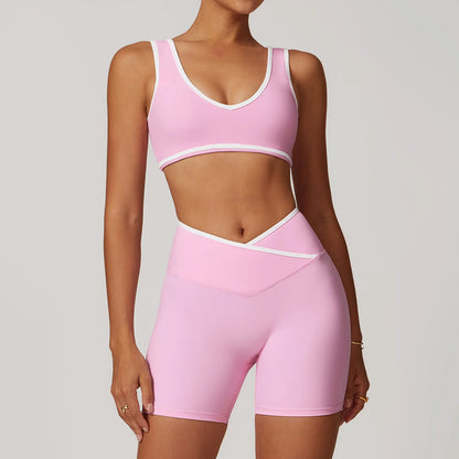 Women Gym Clothes Yoga Suits High Waist Two Piece Set Gym Leggings Yoga Sportswear Fitness Vest Crop Top Tracksuits Sports Bra