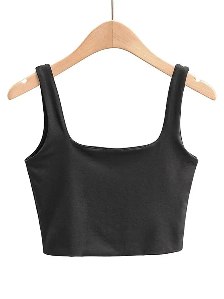 2025 Summer Women Sexy Sleeveless Tops Fashion Short Square Collar Tank Tops 6 Colors