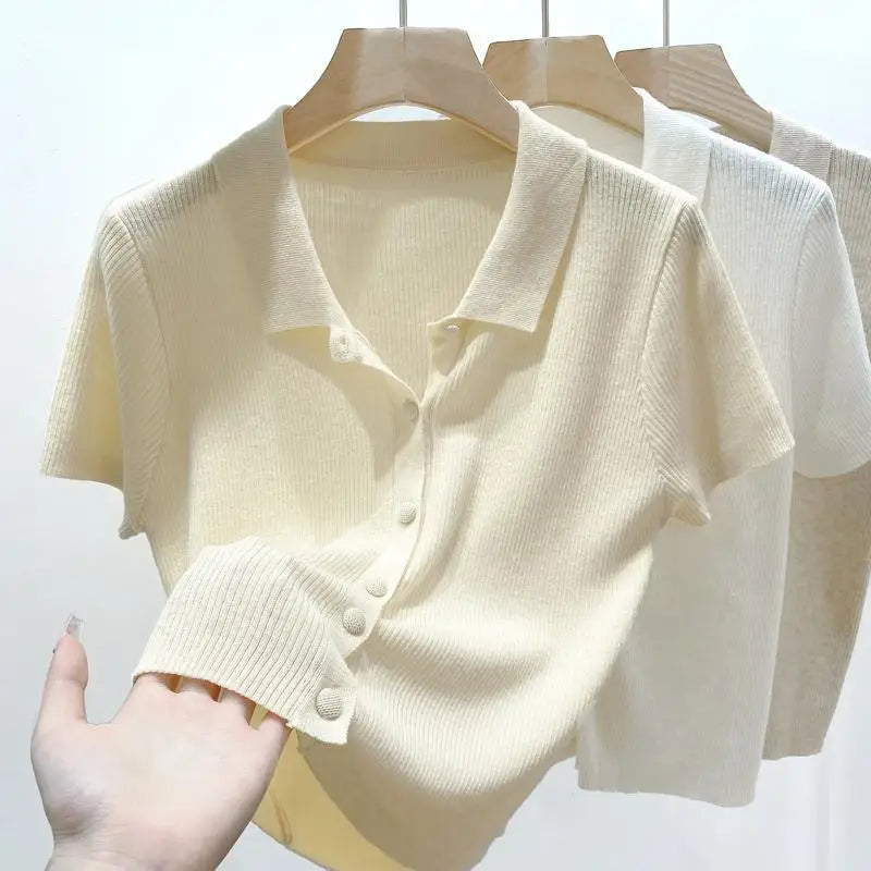 Short-sleeve Shirts Women S-3XL Leisure Summer Basic Solid Elegant Streetwear All-match Simple Daily Harajuku Y2k Popular Tops