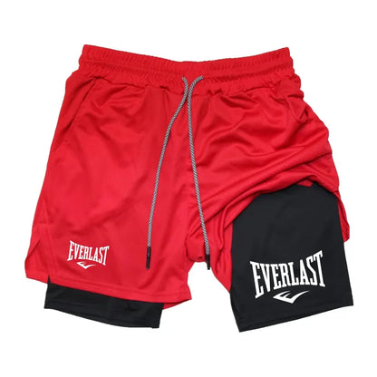 Men Running Shorts 2 in 1 Double-deck Sport Shorts Sportswear Gym Fitness Short Pants Training Jogging Bottom Men&