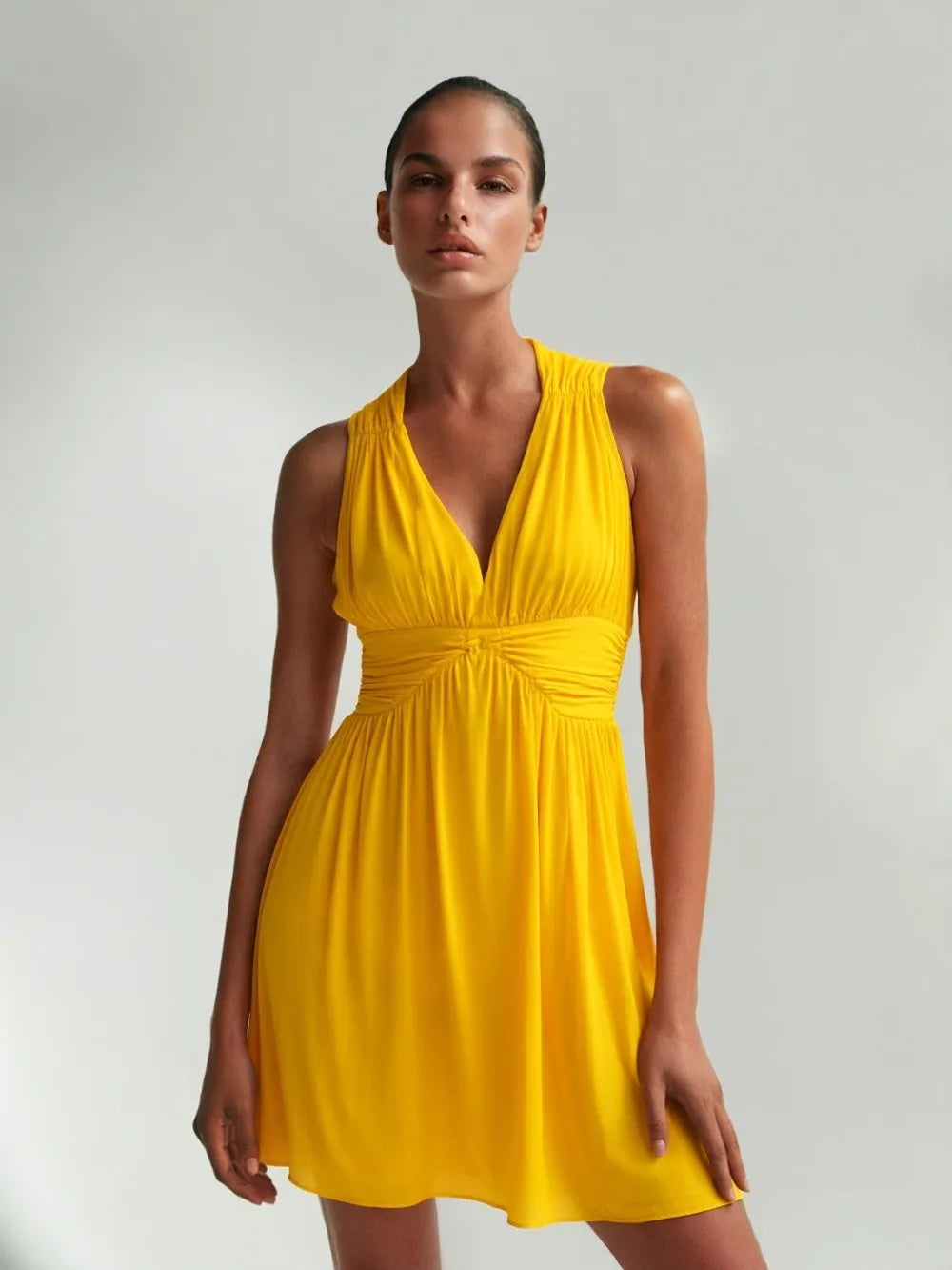 Dresses For Women Fashion Sexy Streetwear Backless Sleeveless V-Neck Sheath Mini Vestidos Robes Female Slim