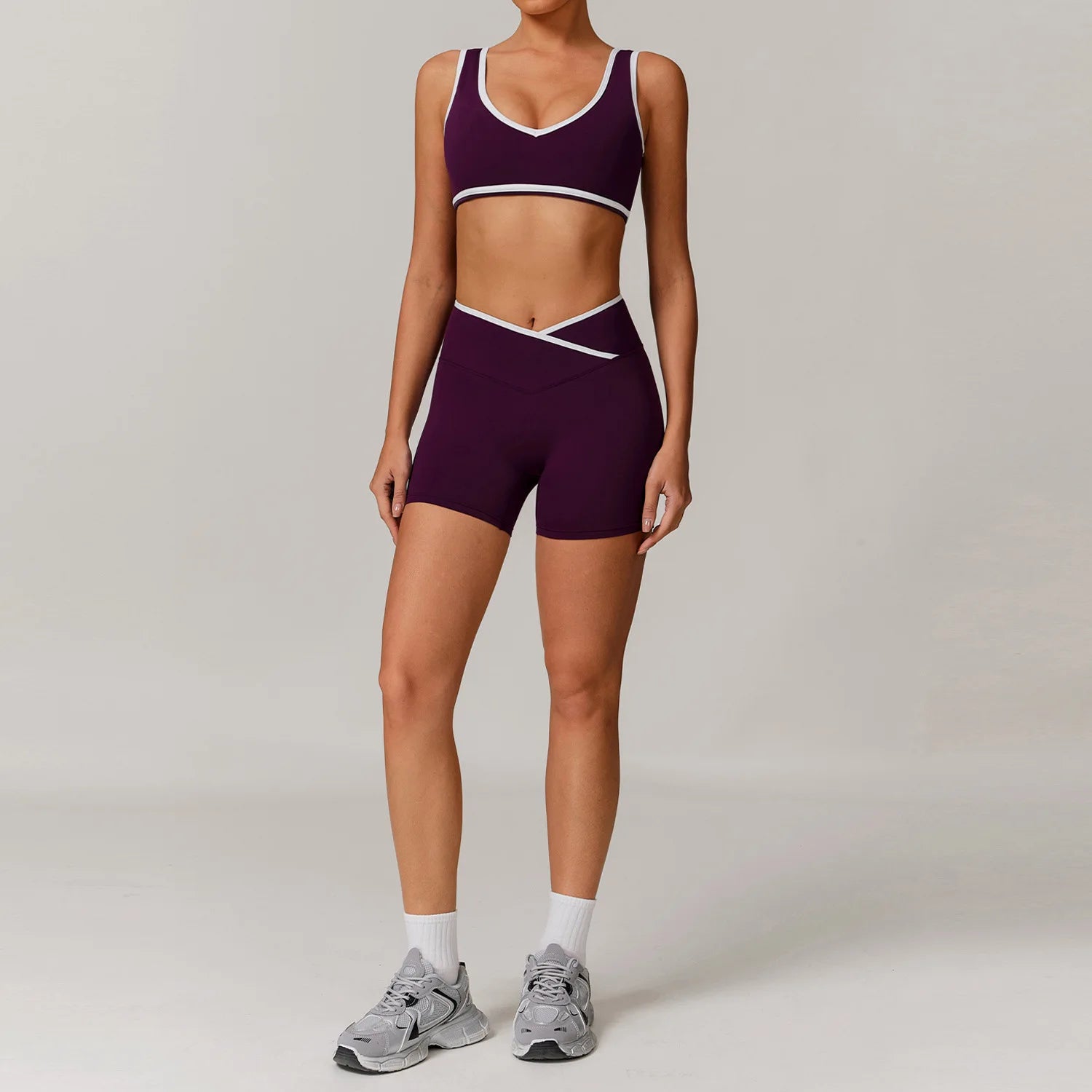 Women Gym Clothes Yoga Suits High Waist Two Piece Set Gym Leggings Yoga Sportswear Fitness Vest Crop Top Tracksuits Sports Bra