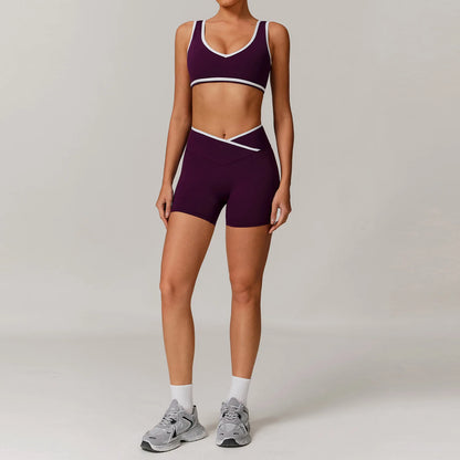 Women Gym Clothes Yoga Suits High Waist Two Piece Set Gym Leggings Yoga Sportswear Fitness Vest Crop Top Tracksuits Sports Bra