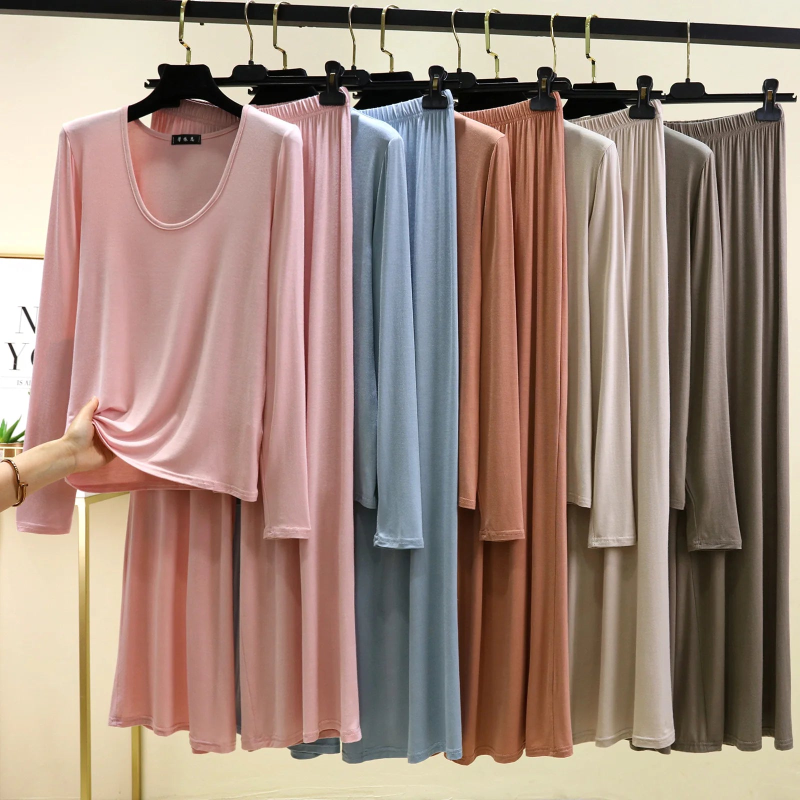 Pijama Feminina New Modal Comfort Sleepwear For Sleeping Clothes Long Sleeve Pant Set Women&