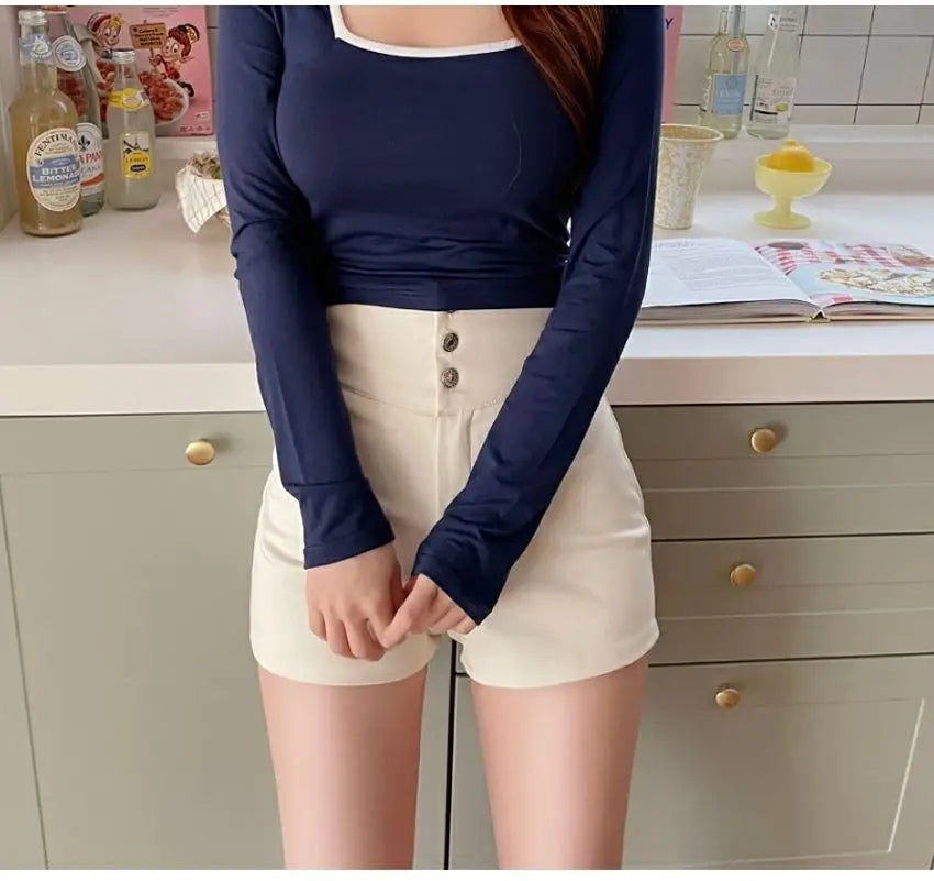 Shorts Women Classic Sporty All-match Slim Leisure Simple Holiday Faddish Streetwear Design Ulzzang Daily Solid Mature Folds New