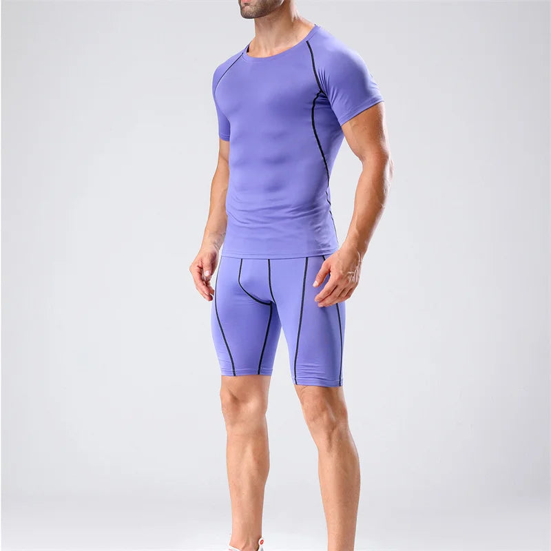 Gym Tight Training Clothing Workout Jogging Sports Set Fitness Men&